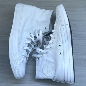 All-white Converse Hi-tops. Women’s 9.5